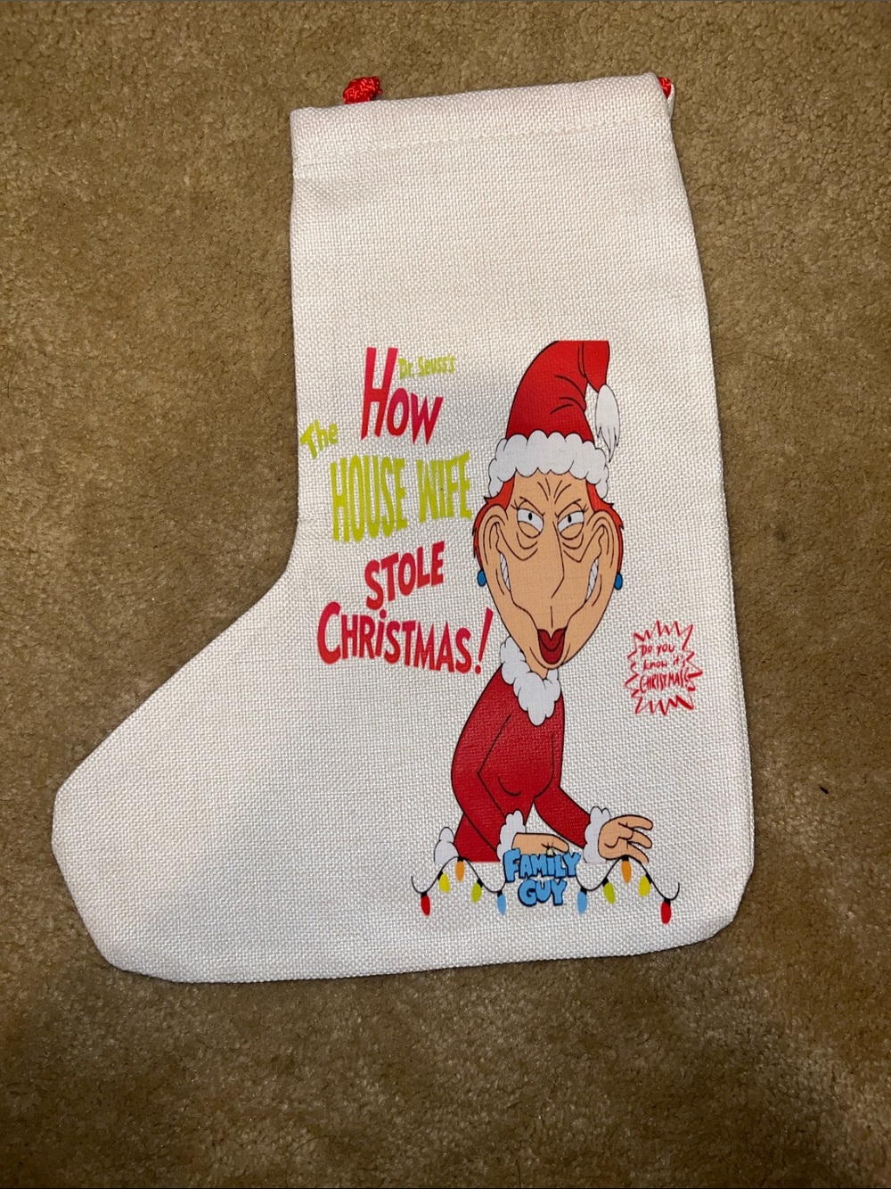 NEW! LOIS- GRINCH STOCKING PULL- TIE bag